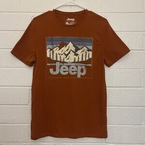 JEEP Rust Color Mountains Mens Short Sleeve Tee Size Large